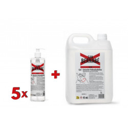 PACK G: gel solución hidroalcohólica 80%.                5 de 500ML + 1 de 5 L
